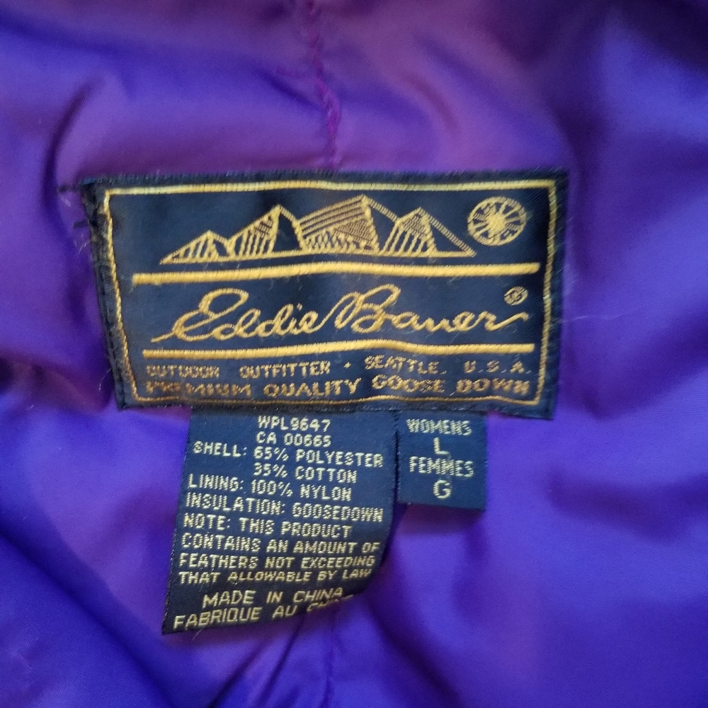 Women's Snowline down parka, Eddie Bauer size LG